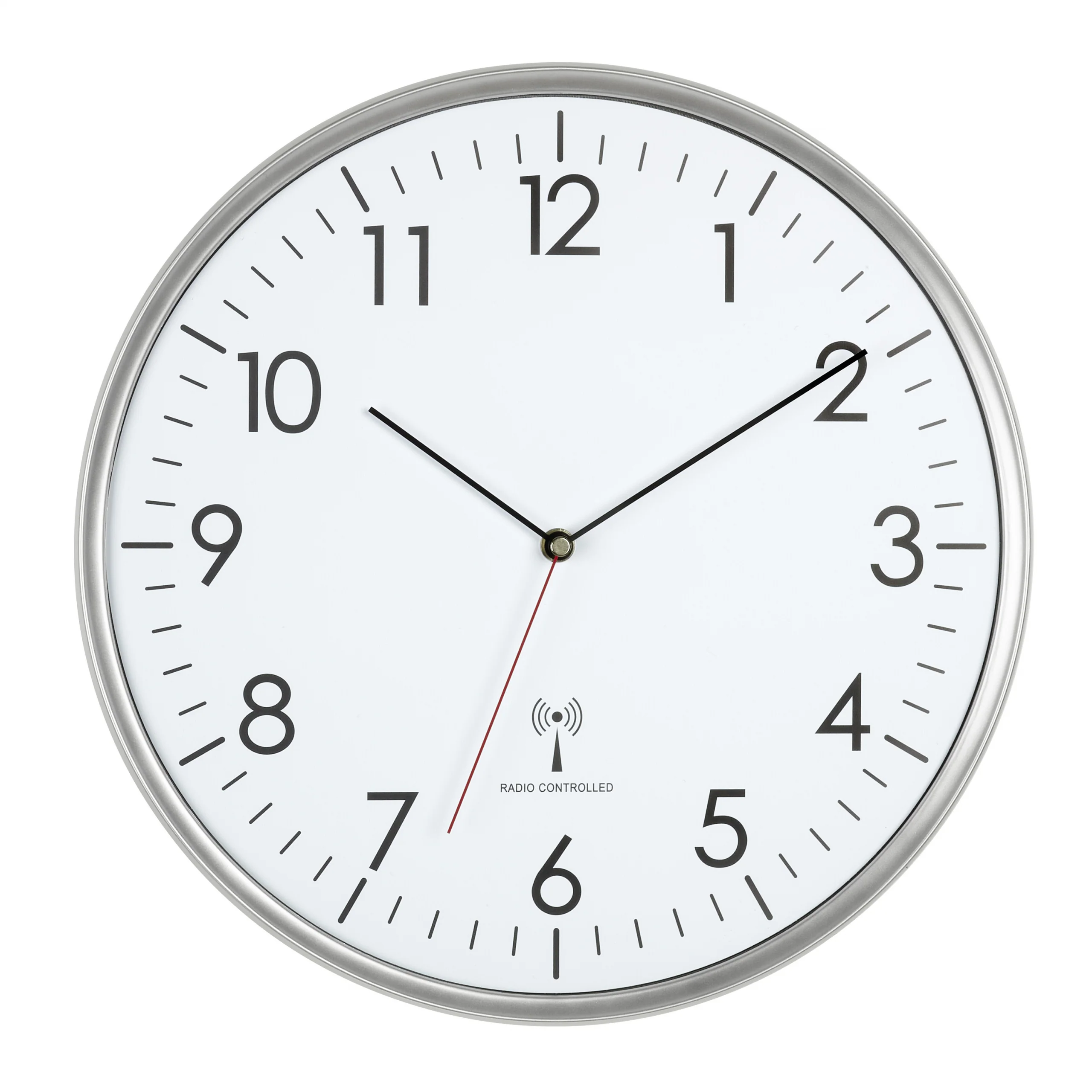 Analoge Funk-Wanduhr mit großem Zifferblatt, ø 33 cm, silbern - Image 2