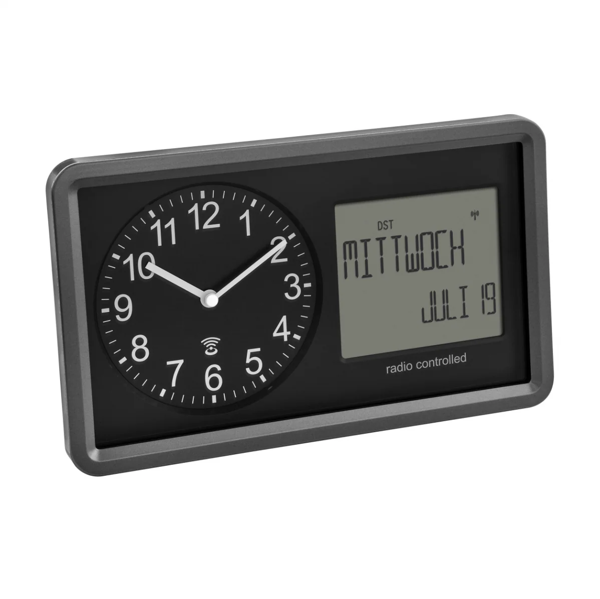 Analoge XL-Funkuhr mit Kalender, ausgeschriebener Wochentag, große Digitalanzeige, 25x15cm - Image 6