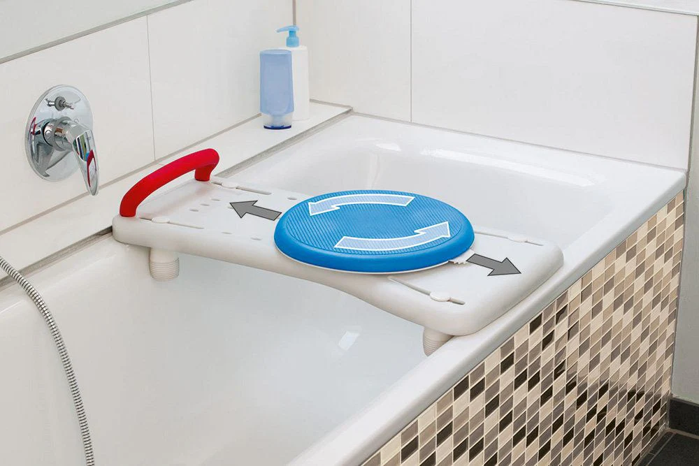 Badewannenbrett Deluxe, drehbarer Softsitz, Haltegriff, 56–68 cm - Image 2