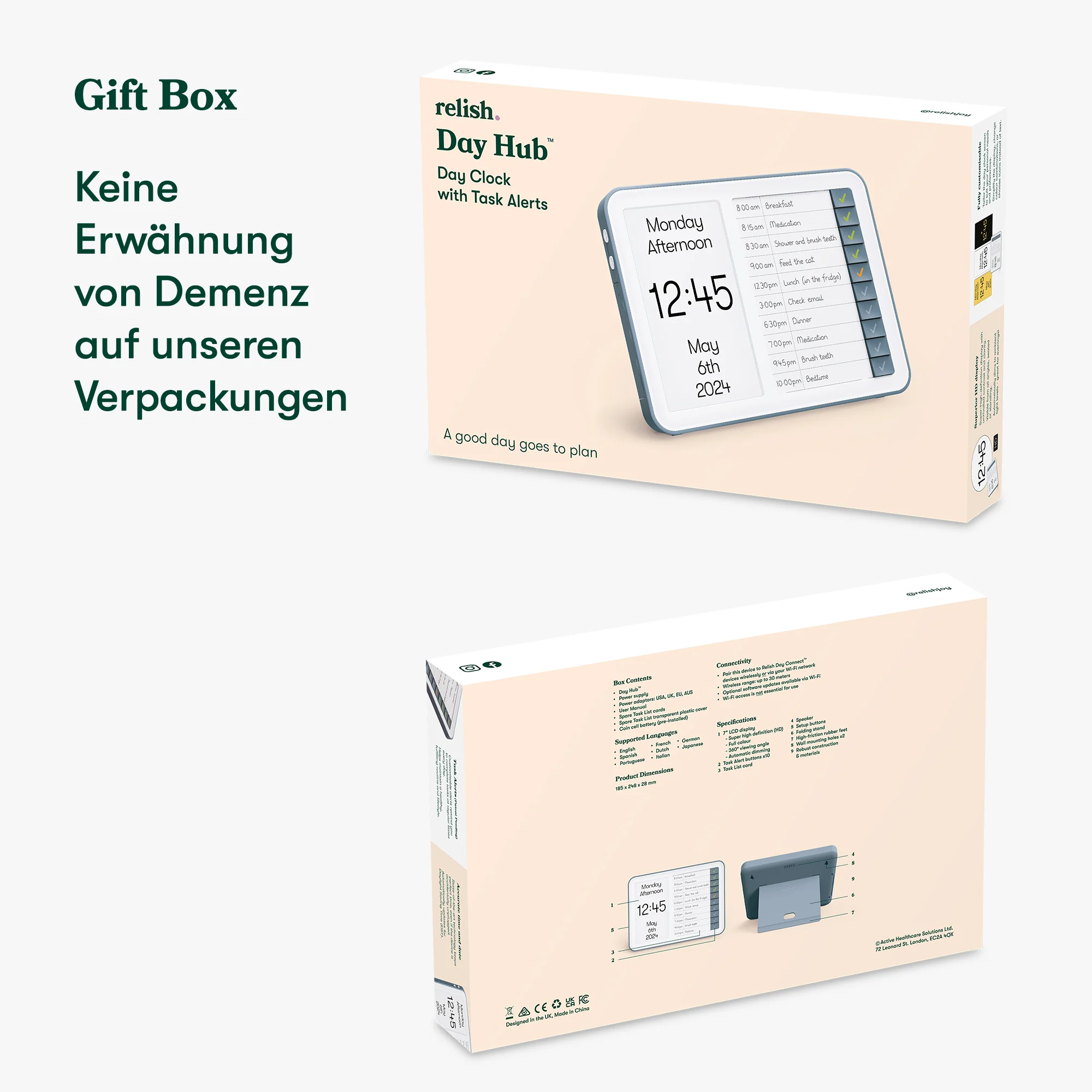 Demenz-Funkuhr mit Aufgabenliste „Relish Day Hub“, Audio-Benachrichtigungen, Erinnerungsfunktion - Image 6