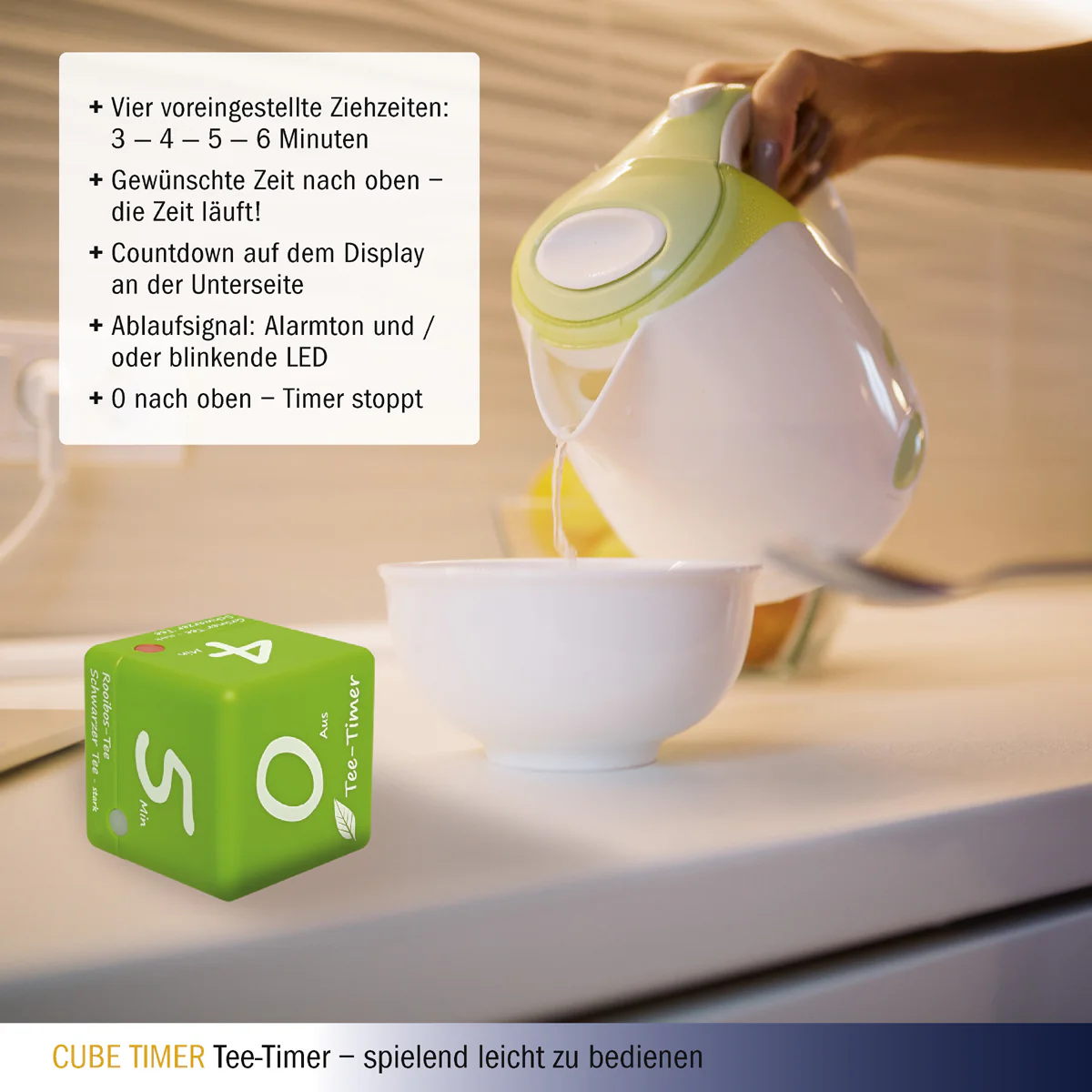 Digitaler Tee-Timer CUBE TIMER, sehr einfache Bedienung, 3-4-5-6 Minuten - Image 5
