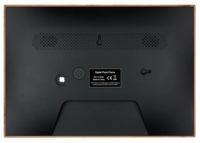 Digitaler WLAN Bilderrahmen, 10 Zoll, Bewegungssensor, Touchscreen, Uhrzeit, Temperatur, Holz-Optik - Image 4