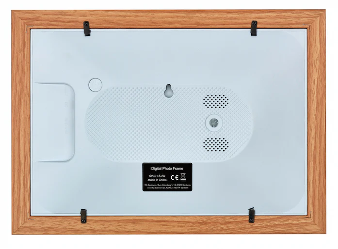 Digitaler WLAN Bilderrahmen, 10 Zoll, Bewegungssensor, Touchscreen, Uhrzeit, Temperatur, MDF-Holz - Image 4