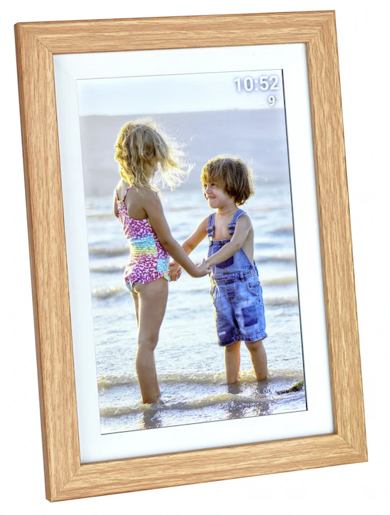 Digitaler WLAN Bilderrahmen, 10 Zoll, Bewegungssensor, Touchscreen, Uhrzeit, Temperatur, MDF-Holz - Image 9
