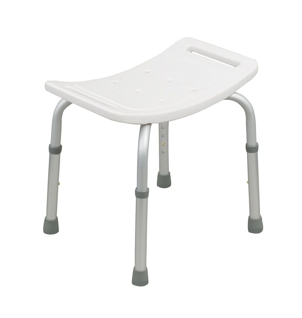 Duschhocker mit gebogener Sitzfläche, höhenverstellbar, Aluminium