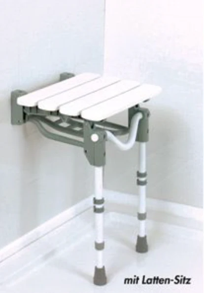Duschklappsitz Tootong, Lattensitz, mit Stützbeinen, höhenverstellbar