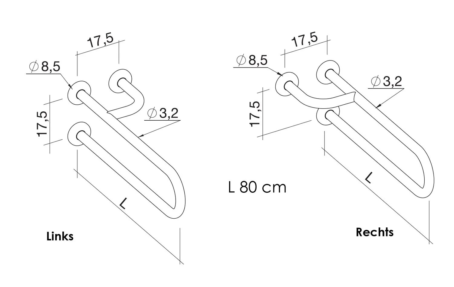 Easy Handle WC- und Waschbecken-Haltegriff, bis 150kg belastbar, 80 cm Länge, weiß - Image 2