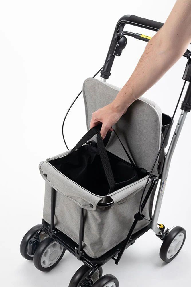 Einkaufstrolley mit Sitzmöglichkeit, faltbar, höhenverstellbar, inkl. Stock-/Schirmhalter - Image 5