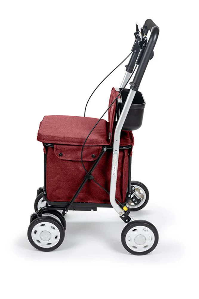 Einkaufstrolley mit Sitzmöglichkeit, faltbar, höhenverstellbar, inkl. Stock-/Schirmhalter - Image 7