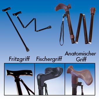 Faltbarer Aluminium-Gehstock mit Holz-Fritzgriff, höhenverstellbar - Image 5