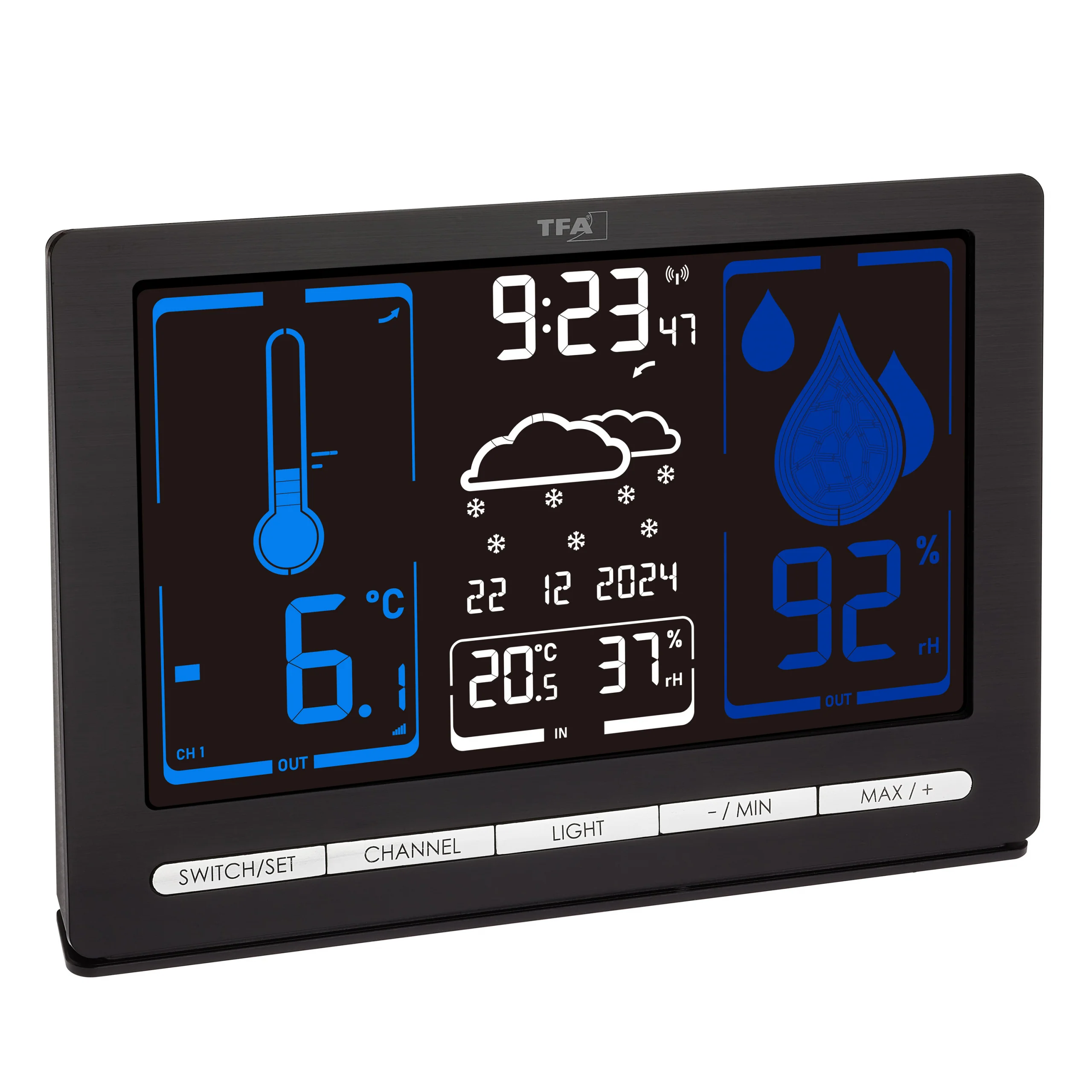 Funk-Wetterstation METEOCHROME  mit Farbdisplay und kabellosem Außensender, Wochentag auf Deutsch - Image 5