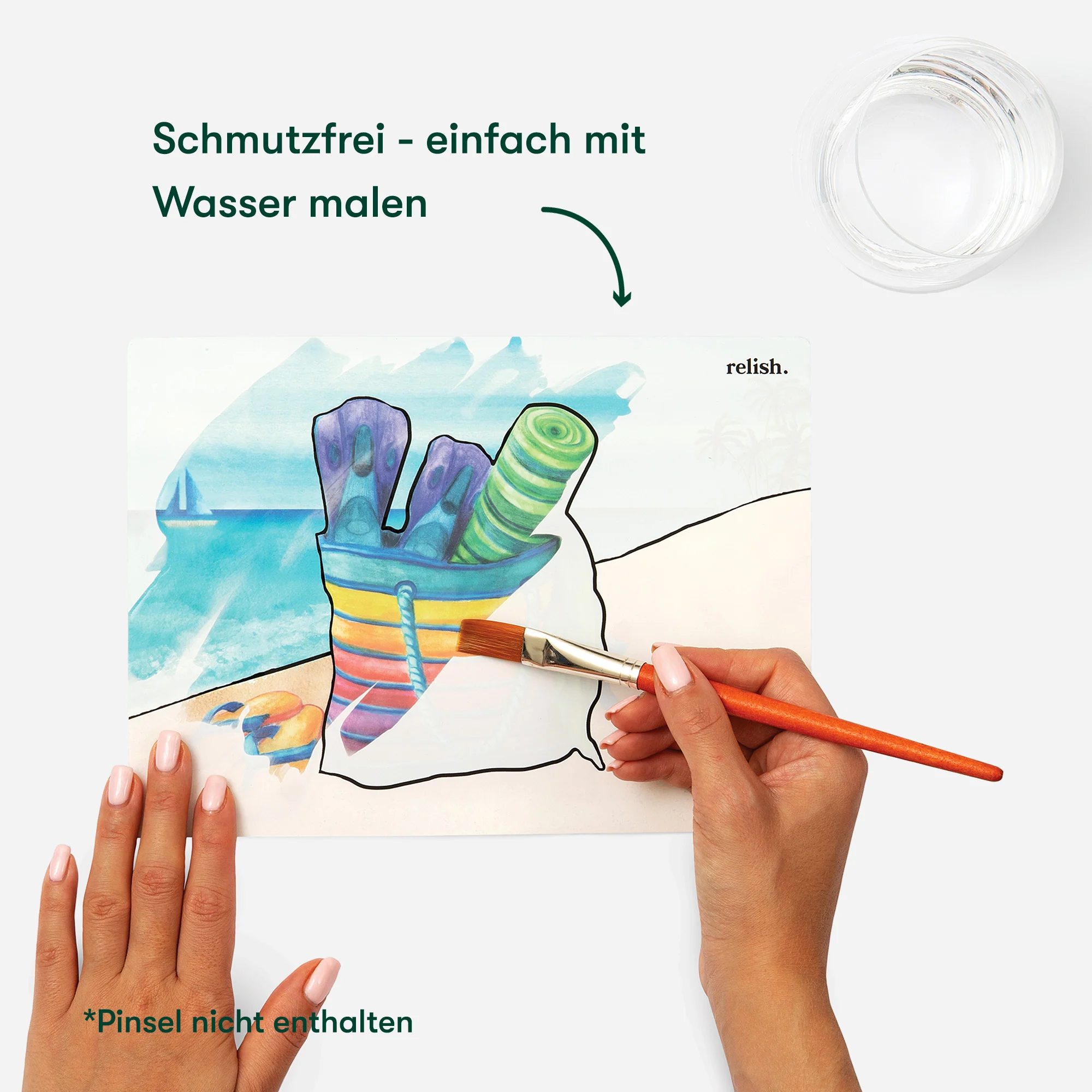 Malen mit Wasser: „Küstenflucht“, 5 wiederverwendbare Vorlagen, Aquapaint™ „Coastal Escape" - Image 2