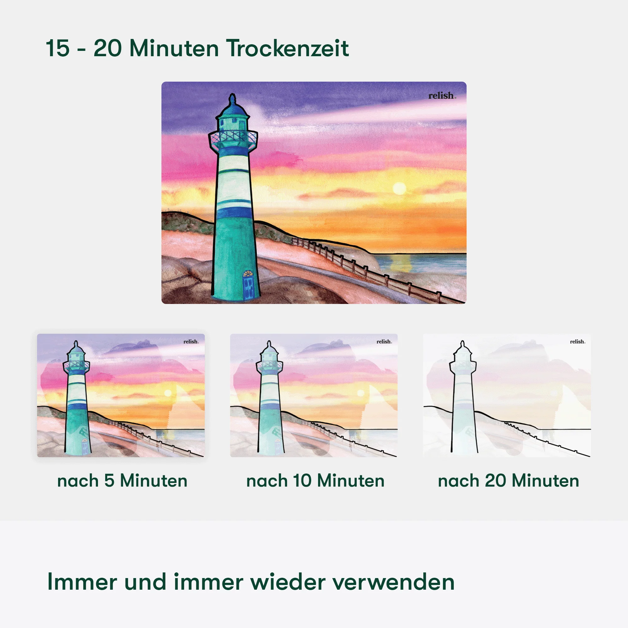 Malen mit Wasser: „Küstenflucht“, 5 wiederverwendbare Vorlagen, Aquapaint™ „Coastal Escape" - Image 3