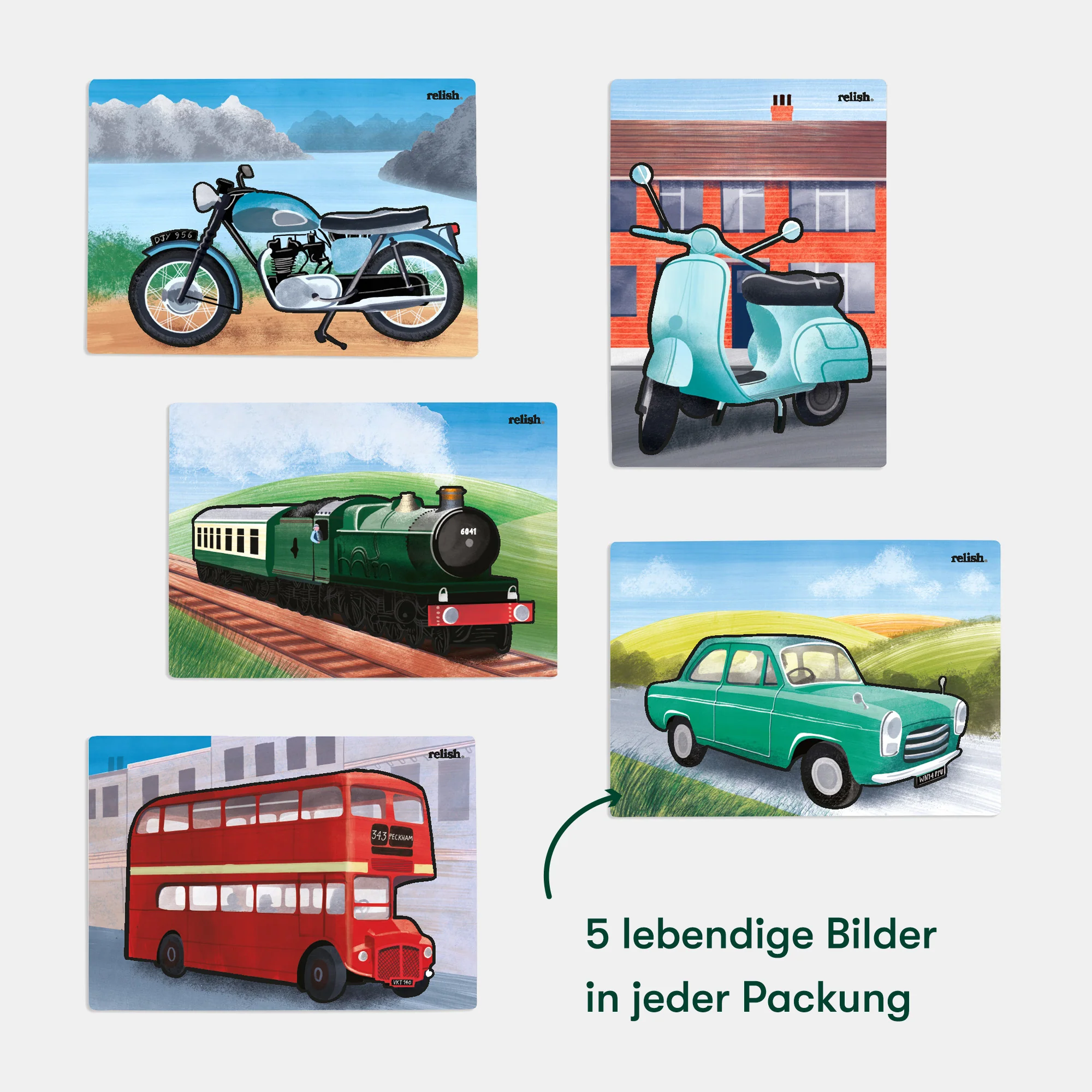 Malen mit Wasser: „Oldtimer“, 5 wiederverwendbare Vorlagen, Aquapaint™ „Classic Vehicles" - Image 4