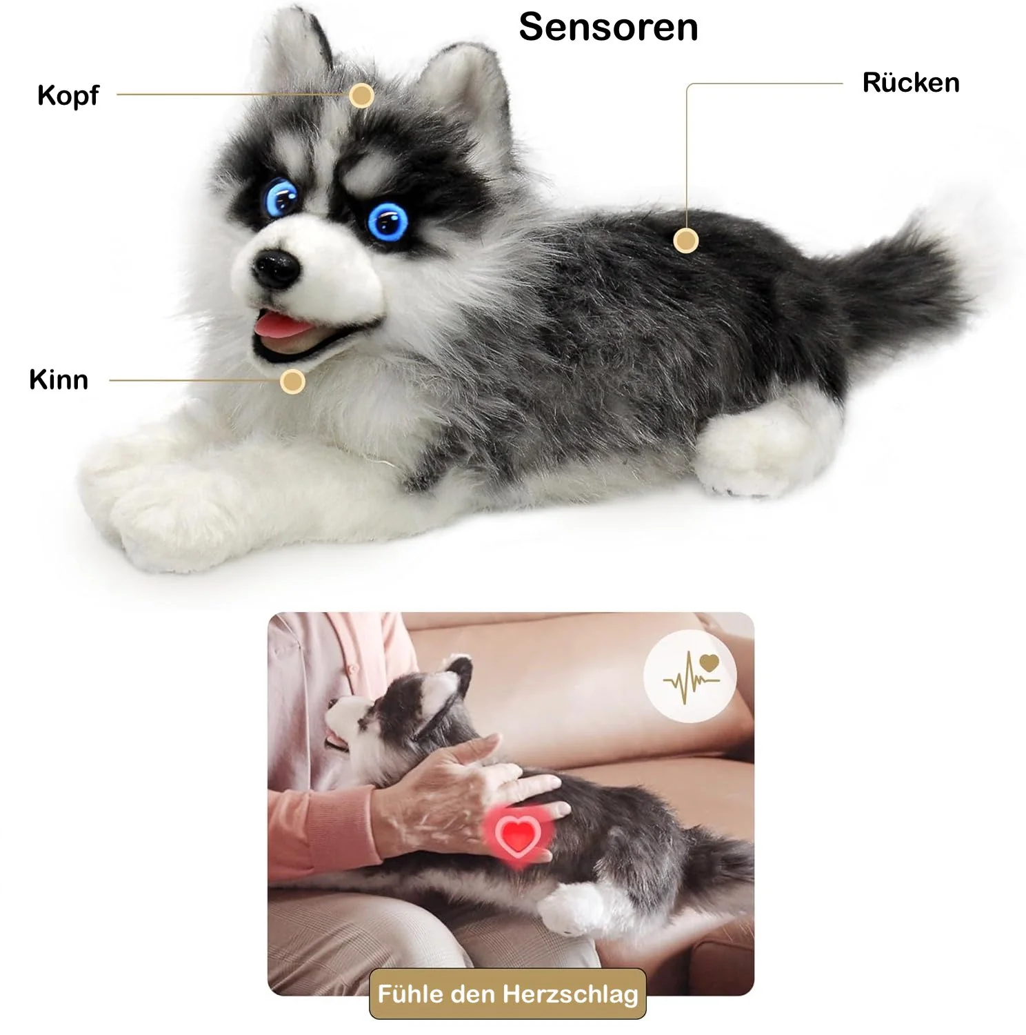 metaDog - Interaktiver Roboter-Hund „Husky“ für Senioren und Menschen mit Demenz, Akkubetrieben - Image 3