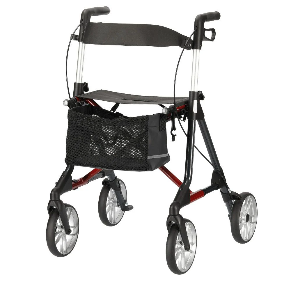 Rollator elan classic, klappbar, breite Standfläche, anthrazit/dunkelrot
