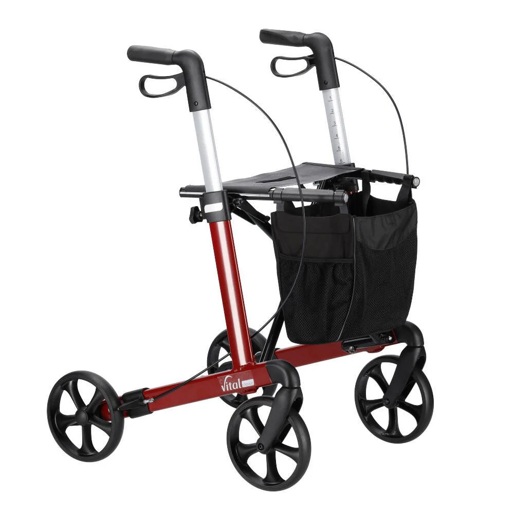Rollator vital classic, klappbar, höhenverstellbar, Aluminiumrahmen, kirschrot