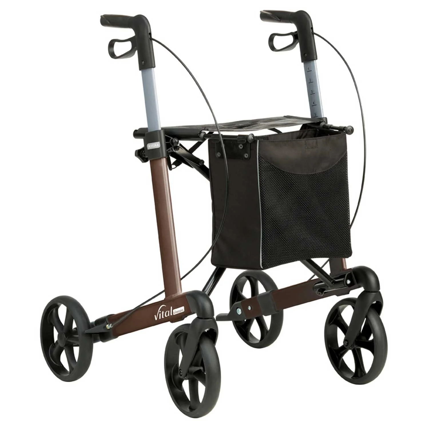 Rollator vital classic, klappbar, höhenverstellbar, Aluminiumrahmen, Mokka