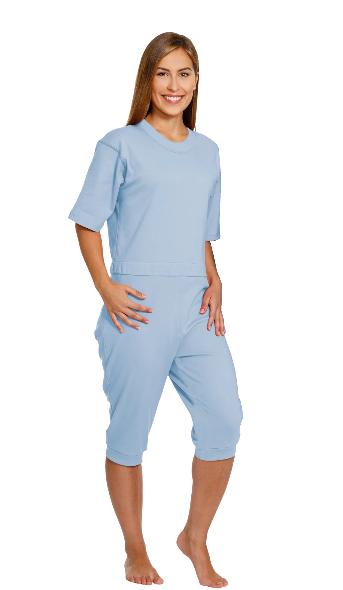 Suprima CareBasic Pflegeoverall, kurz, Rückenreißverschluss, Baumwolle, unisex, Hellblau