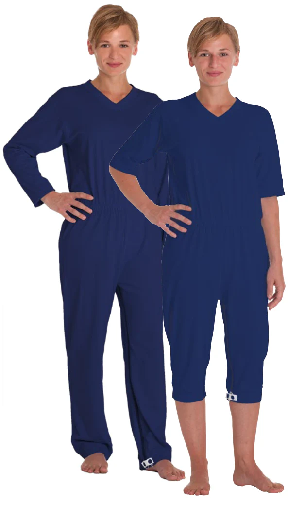 Suprima Pflegeoverall, kurz oder lang, Rücken- und Beinreißverschluss, Baumwolle, unisex, marine (dunkelblau)