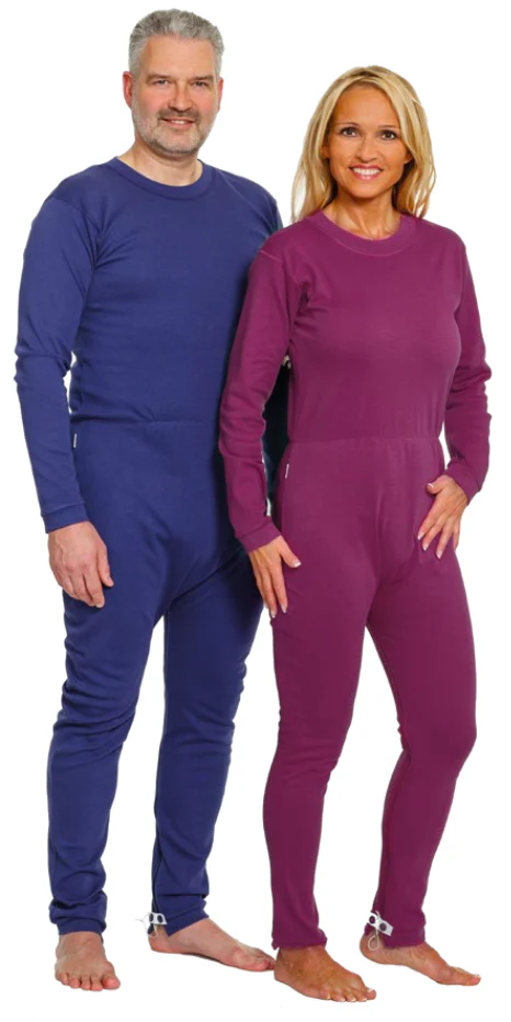 Suprima Pflegeoverall Slim, lang, Rücken- und Beinreißverschluss, Baumwolle, unisex,  Erika (weinrot/lila) - Image 2